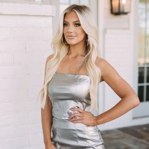 NWT Silver Strapless Top